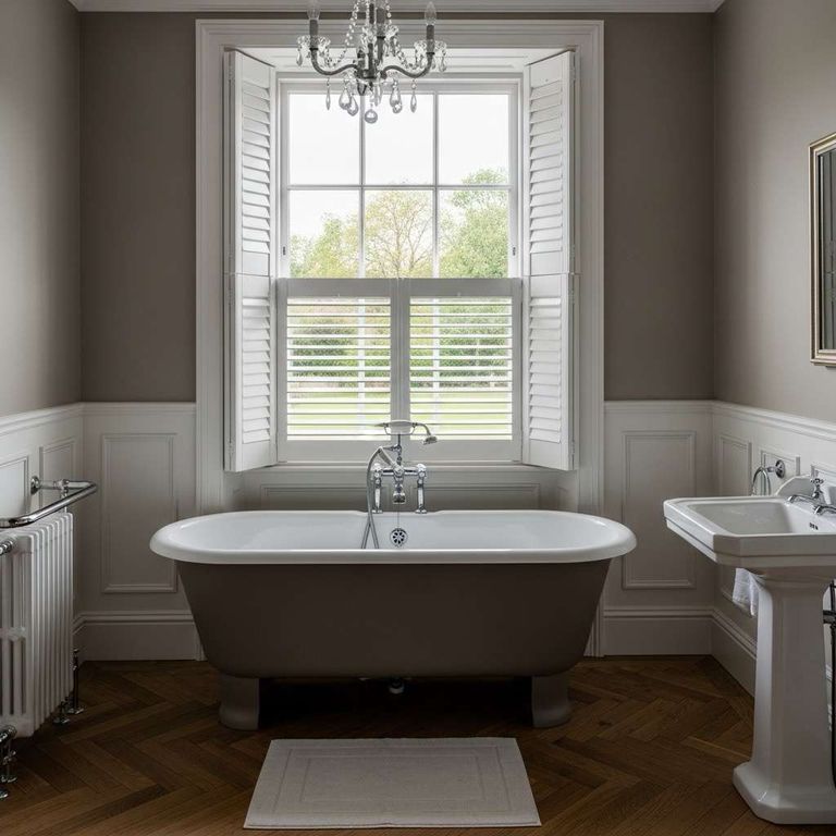 Waterproof shutters fitted in a bathroom