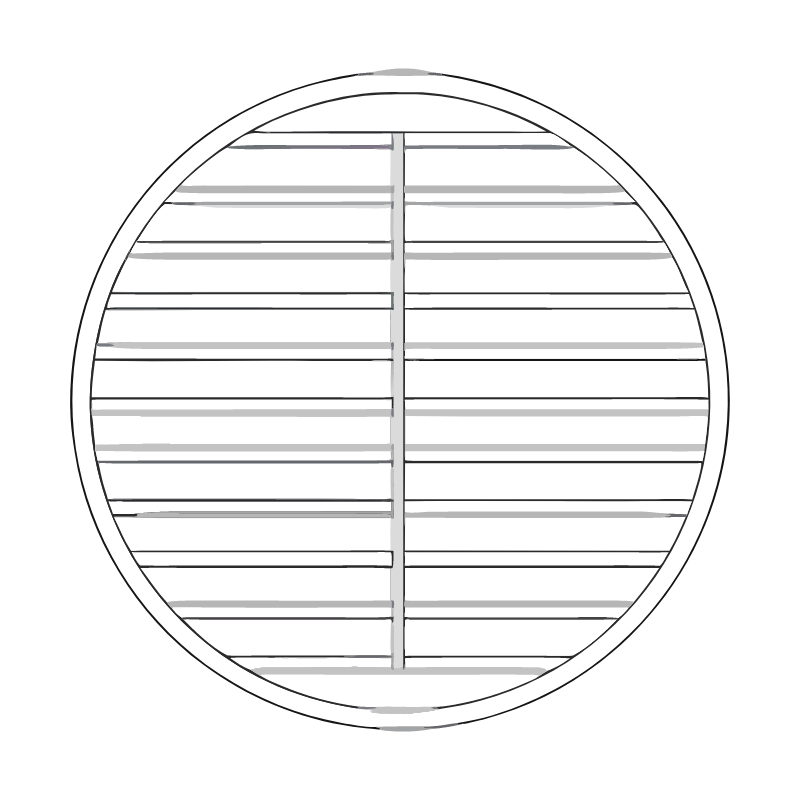Line diagram of shutters on a shaped window opening