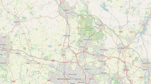 Map of the West Midlands showing where Greystone Shutters customers have left Google reviews