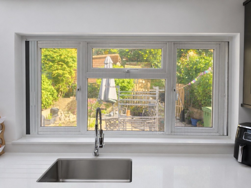 Bug screen mesh across the kitchen sink window in Stourbridge