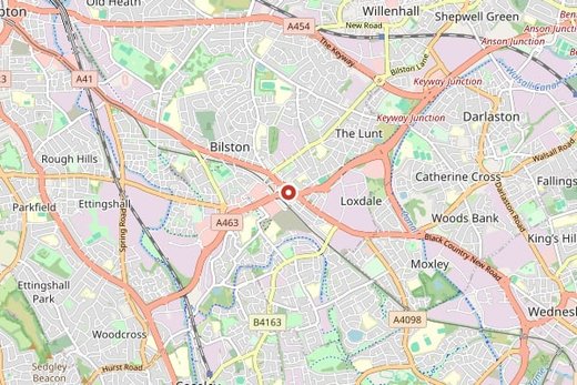 Map of Bilston and surrounding area