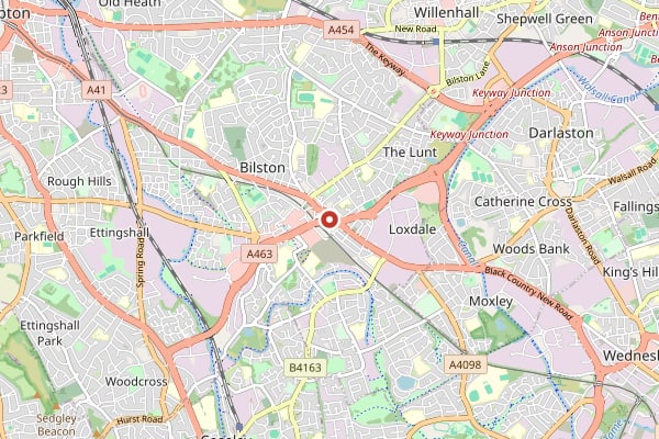 Map of Bilston and surrounding area