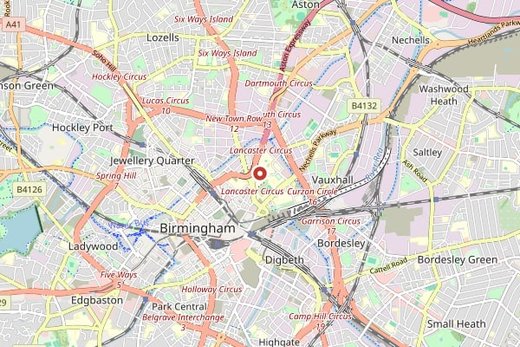 Map of Birmingham and surrounding area