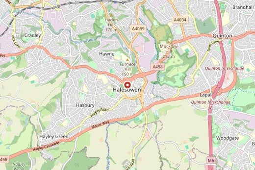 Map of Halesowen and surrounding area