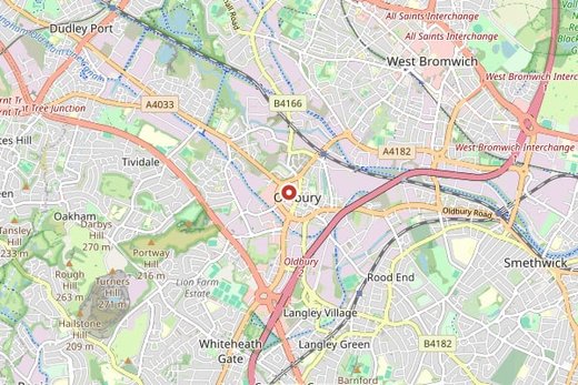 Map of Oldbury and surrounding area