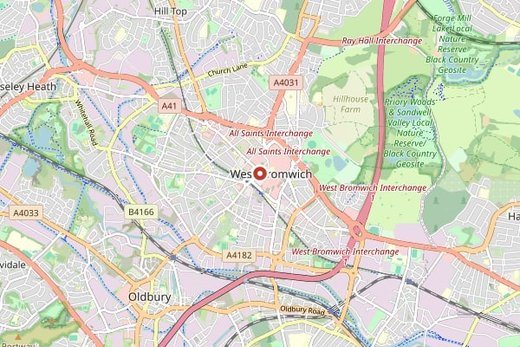 Map of West Bromwich and surrounding area