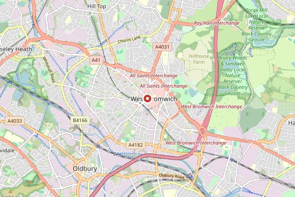 Map of West Bromwich and surrounding area