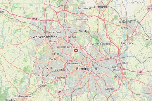 Map of West Midlands and surrounding area
