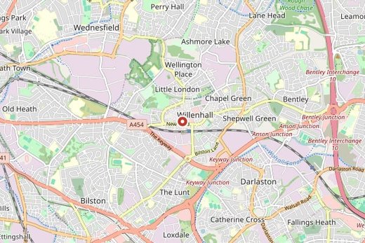 Map of Willenhall and surrounding area