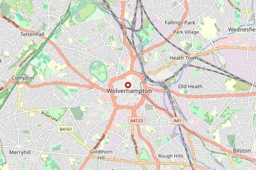 Map of Wolverhampton and surrounding area