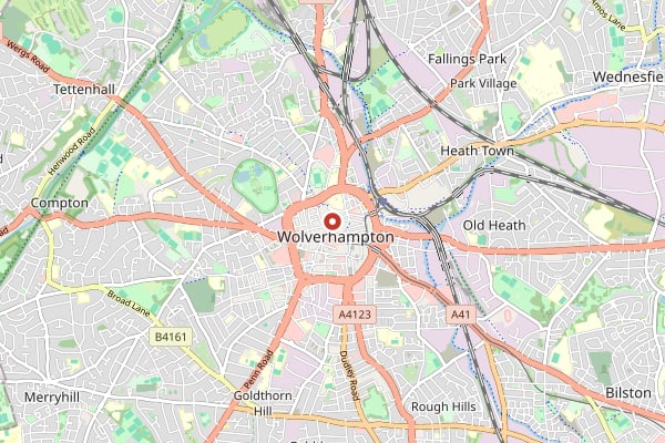 Map of Wolverhampton and surrounding area