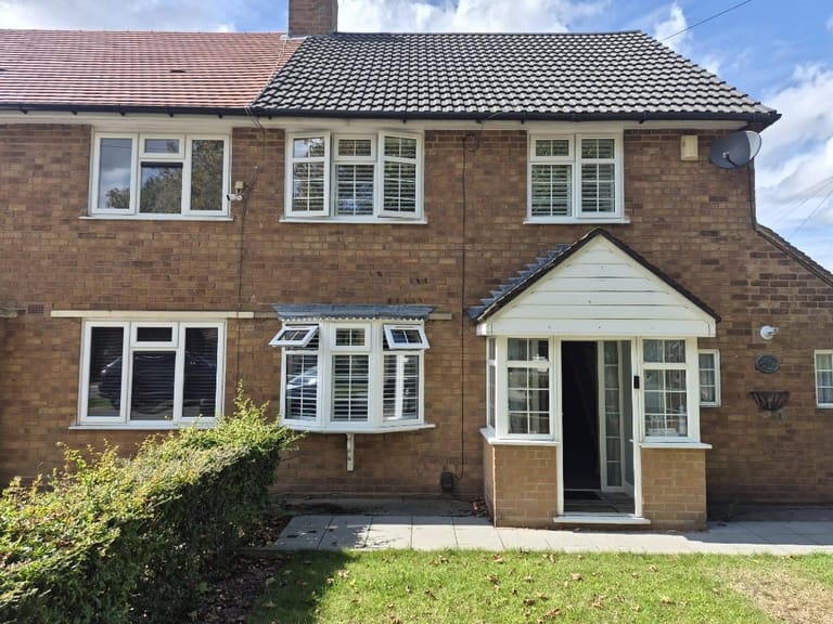 Full Height Pure White Shutters with 76mm Louvres - Outside Full House Photo